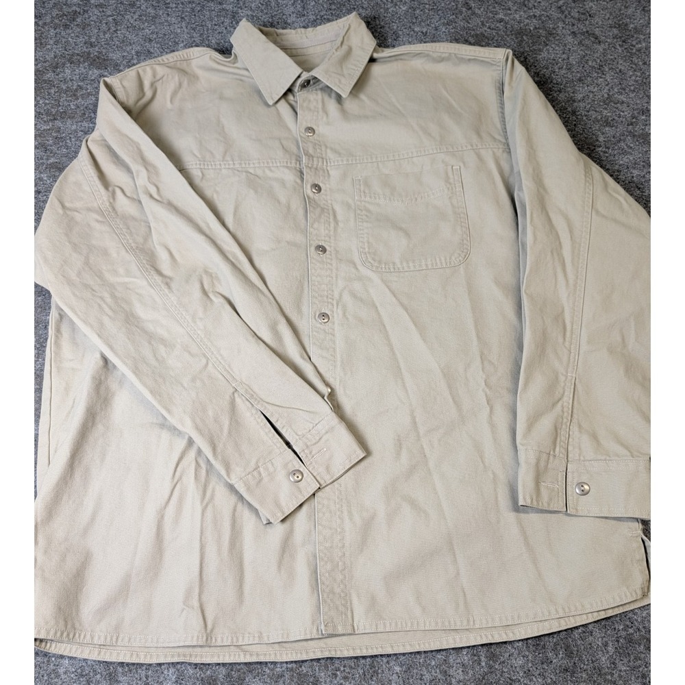 Vintage 90s Marlboro Gear Men's XL Khaki Shirt Heavy Long Sleeve Button Up
